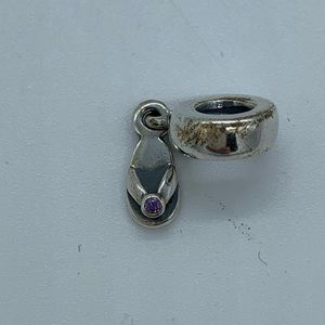 🌟PANDORA FLIP FLOP CHARM WITH PURPLE CRYSTAL